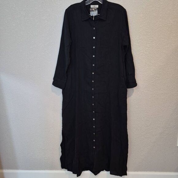 Natural Life Maxi Shirt Dress Women’s S Black Button Up - Picture 1 of 8